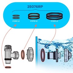 HENMI 25076RP Washer and Ring Kit for 1-1/2in Fittings, 1.5 inches, Black
