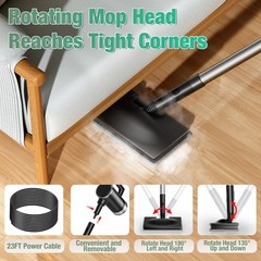 11-in-1 Steam Mop – Detachable Handheld Cleaner with Standard, Black