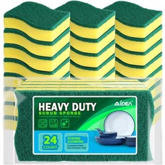 AIDEA Sponges Kitchen, 24 Pack Heavy 24 Count (Pack of 1), Yellow-s Shape