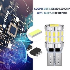 2PCS 194 LED Bulb White Super Bright Canbus 3014 30SMD W5W T10, for 12V License