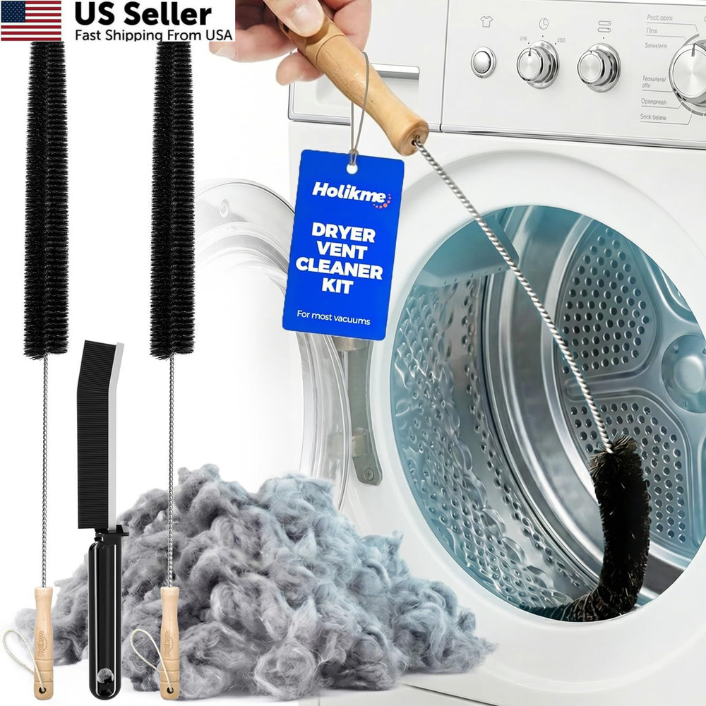 Holikme 3 Pcs Dryer Vent Cleaner Kit, 304 Stainless Standard 2Pack, Black