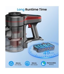 Cordless Vacuum Cleaner, Stick Vacuum with Powerful Suction, 45Mins Runtime V…