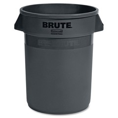Round Brute Container, Plastic, 32 Gal, Gray RCP-263200GY