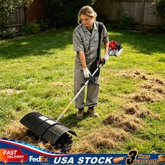 52cc Gas Power Hand Held Sweeper Broom Driveway Turf Artificial Grass Snow Clean