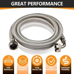 1-Pack HeSun 5 Ft Washing Machine Hose, 3/4″ FHT Stainless Steel Washer Hose …