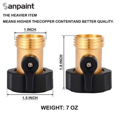 Sanpaint Water Hose Shut Off Valve, 2 Brass and Rubber Grip(2 Pack), 2 Pack
