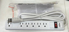(2pack) 12″ 5+1 Outlet Strip & Surge Protector, 90 Joules, 6-ft Cord, White