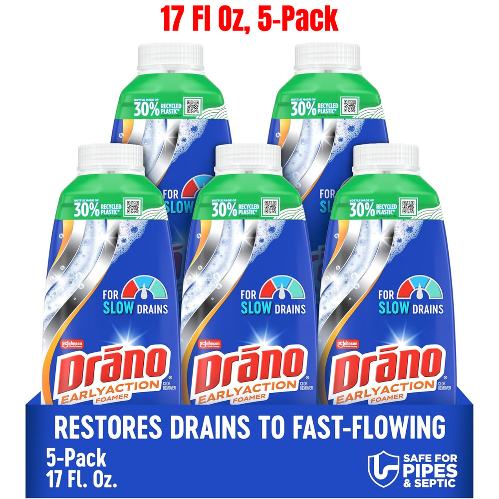 Drano Dual-Force Foamer Clog Remover, 17 oz, 5 – Pack, Free Shipping