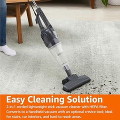 Amazon Basics 2-in-1 Corded Stick Vacuum, Handheld, Lightweight, 300W, HEPA