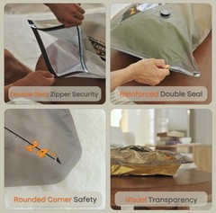 Rechargeable Wireless Pump Travel Storage Bags Set – 20 Pack Portable Space