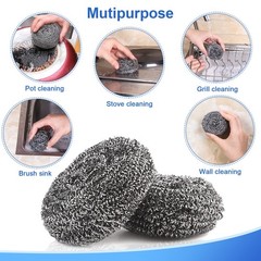 ovwo 12Pack Upgraded Steel Wool Scrubbers – 12 Count (Pack of 1), Silver