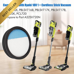 3 Pack Washable Filter for Ryobi 18V Cordless Stick Vacuum PCL720 PBLSV716 717