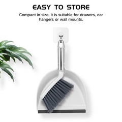 NACENA Mini Broom and Dustpan Set, Small Dust Pan 1 Pack, Grey & White