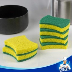 Mr.Siga Heavy Duty Cellulose Scrub Sponge Dual-Sided Dishwashing Sponge For