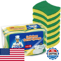 Mr.Siga Heavy Duty Cellulose Scrub Sponge Dual-Sided Dishwashing Sponge For