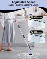 Shower Scrubber with Long Handle, Shower Cleaner Brush with 8 Floor Machine P…