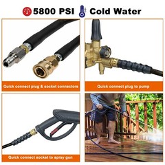 100FT 5800PSI Replacement High Pressure Power Washer Hose -3/8″ Quick Connect