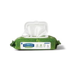 “FitRight Aloe Fragrance-Free Quilted Wet Wipes, 8 x 12 Inches, Pack of 48 Wipes