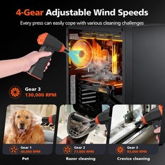 Electric Compressed Air Duster, 110000RPM Cordless Portable Air Blower Mini P…