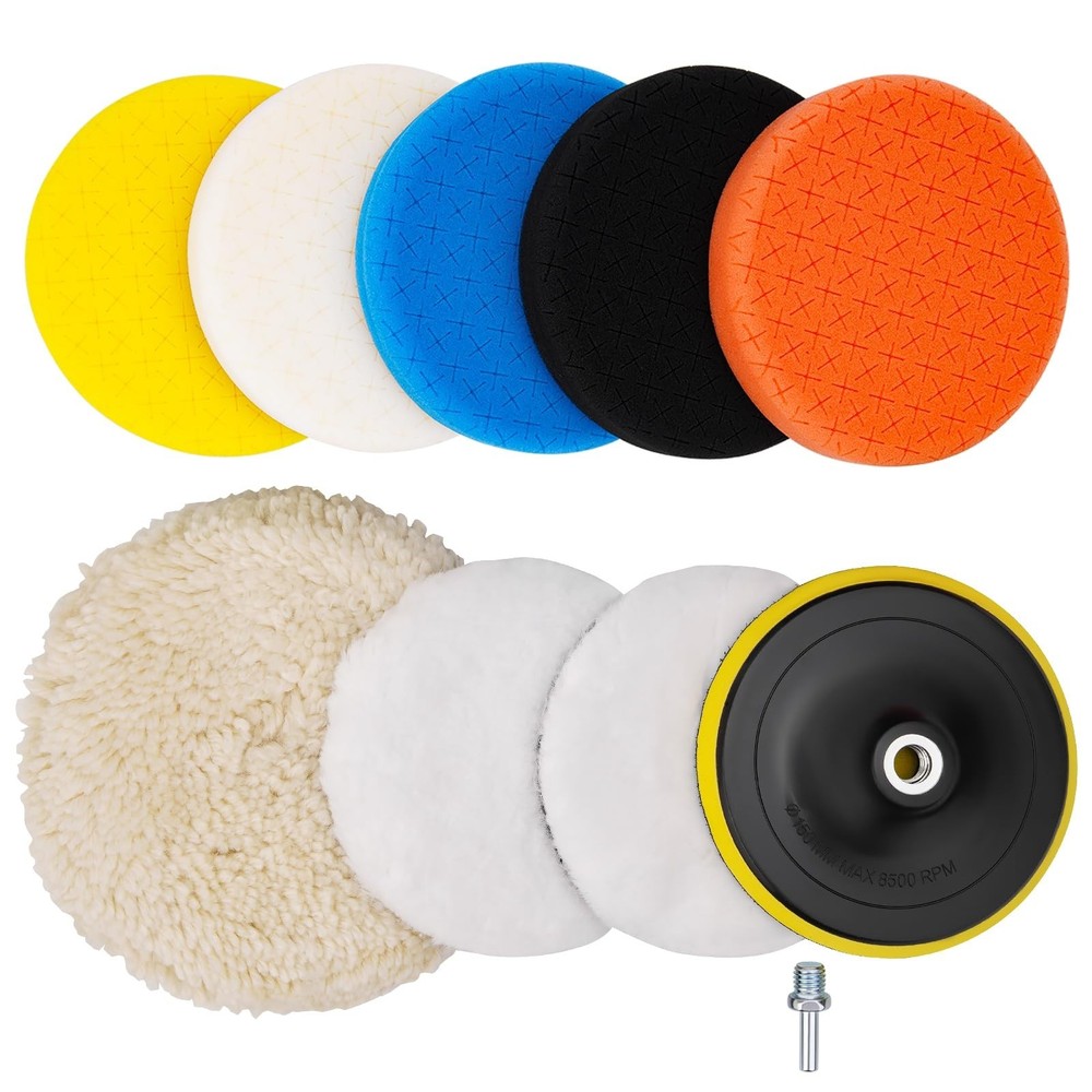 6 Inch Buffing Polishing Pads&Wool Buffing Pad ，with M14 Drill and 6 Inch