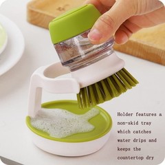 Dish Brush with Soap Dispenser, Dishwashing Kitchen Scrub Brushes Gray