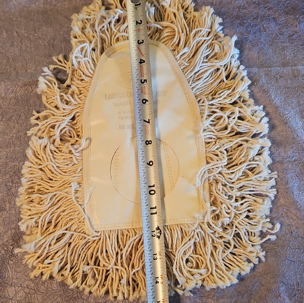 Vintage 3 COTTON COMMERCIAL DUST MOP HEAD ROUND HOLE U SHAPE SPLIT POCKET USA