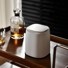 Mini Trash Can with Lid, Pop Up Countertop Wastebasket, Tiny Plastic Trash Bi…