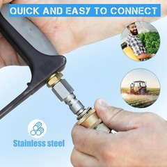 2Pcs Pressure Washer Coupler – 3/8 inch Male quick connect plug, Silver
