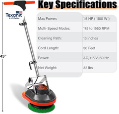 Commercial Floor Scrubber Machine, Heavy Duty Orbital Floor Cleaner, Multi-Funct