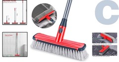 Ergonomic Floor Scrubber with Long Handle – 2 in 1 Stiff Bristle Cleaning Brush