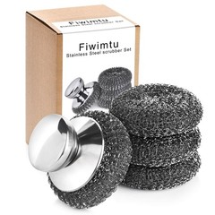 4PCS Steel Wool Scrubber Pads, Stainless Set with 3Pcs Steel…