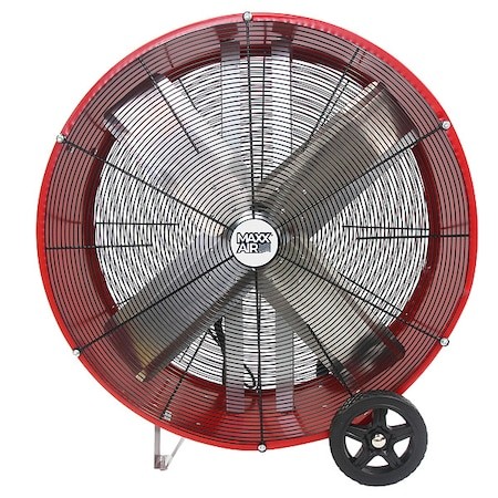 Maxx Air Bf36dd Red Barrel Air Circulator Fan, Mobile Mount, 36 In Blade Dia,