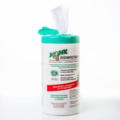 Monk Disinfectant Wipes, Large Lemon Breeze Fresh Scented Disinfectant Wipes
