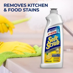 Soft Scrub All Purpose Cleaner, Surface Cleanser, Lemon, 36 Fluid Ounces, 6 C…