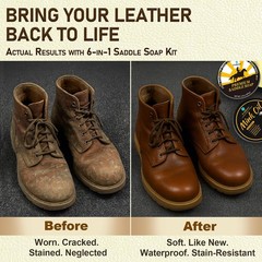 Leather Boot Care Kit – Mink Oil & Saddle Soap for Leather with Applicators &