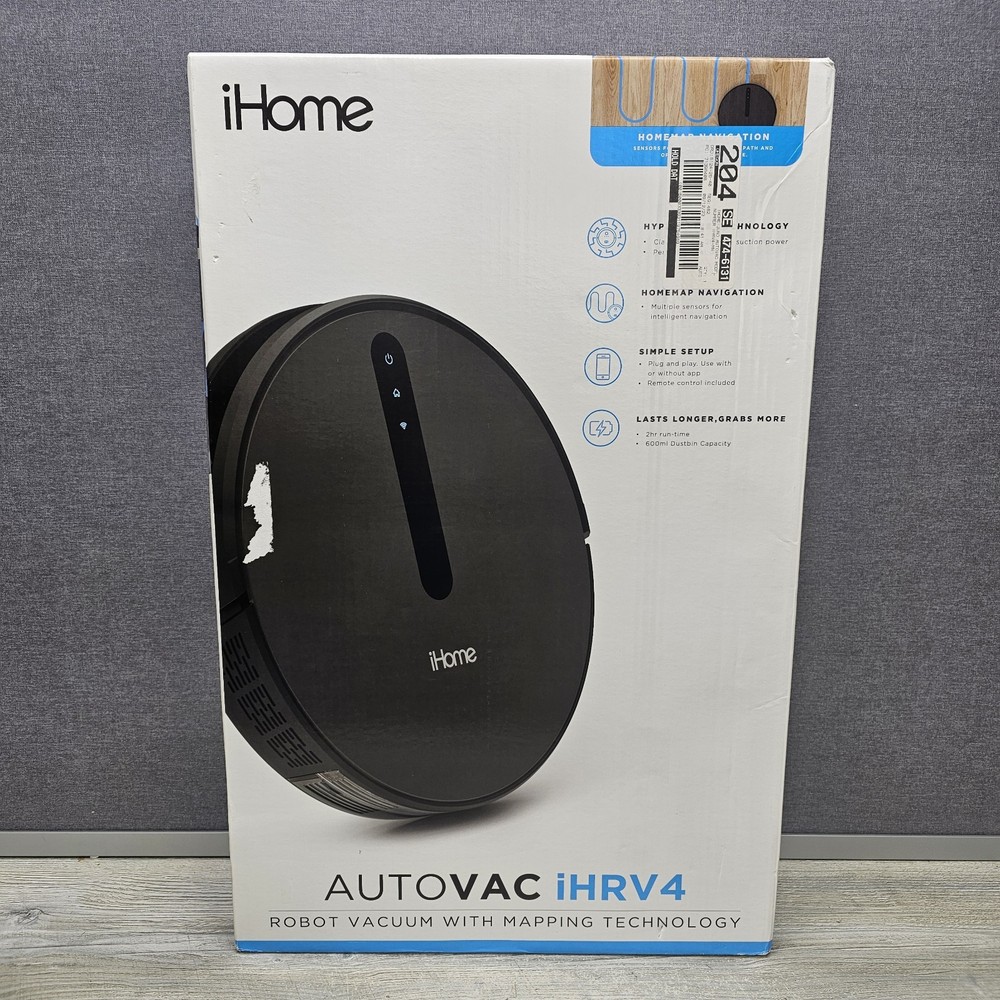 iHome iHRV4 AutoVac Robot Vacuum Home Mapping 2hr Run Time 2000pa Suction New