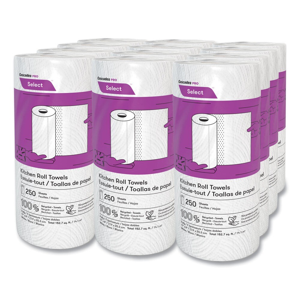 Cascades PRO K250 8 in. x 11 in. 2-Ply Select Kitchen Roll Towels (12/CT) New