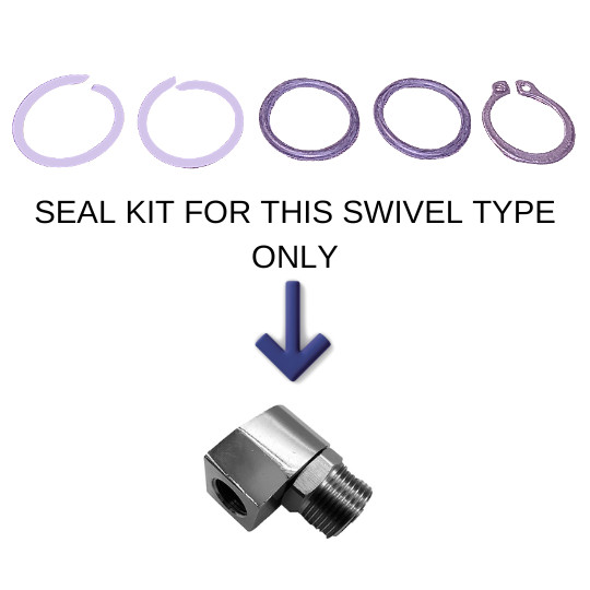 SEAL REPLACEMENT KIT for 90° Hose Reel Swivel 5000PSI as shown. SEALS ONLY