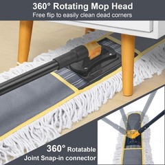 24″ Commercial Dust Mop for Floor Cleaning,Heavy dust mop+2 pad, Gray