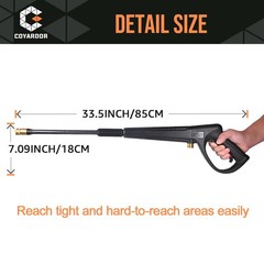 coyardor Pressure Washer Gun with Extension Wand & 5 Standard Nozzle, Black