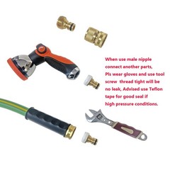 HQMPC Garden Hose Quick Connect Solid Brass Connector 3 Sets, Tan
