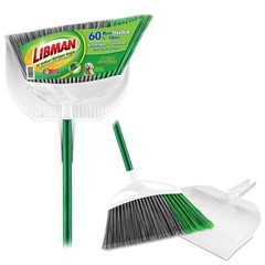 Libman Extra Wide Precision Angle Broom, Green Steel Handle with Fiber Dustpan