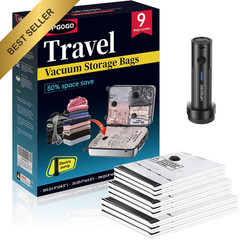 UPGOGO Travel Vacuum Bags for Luggage with Portable Electric Pump 9 Pack