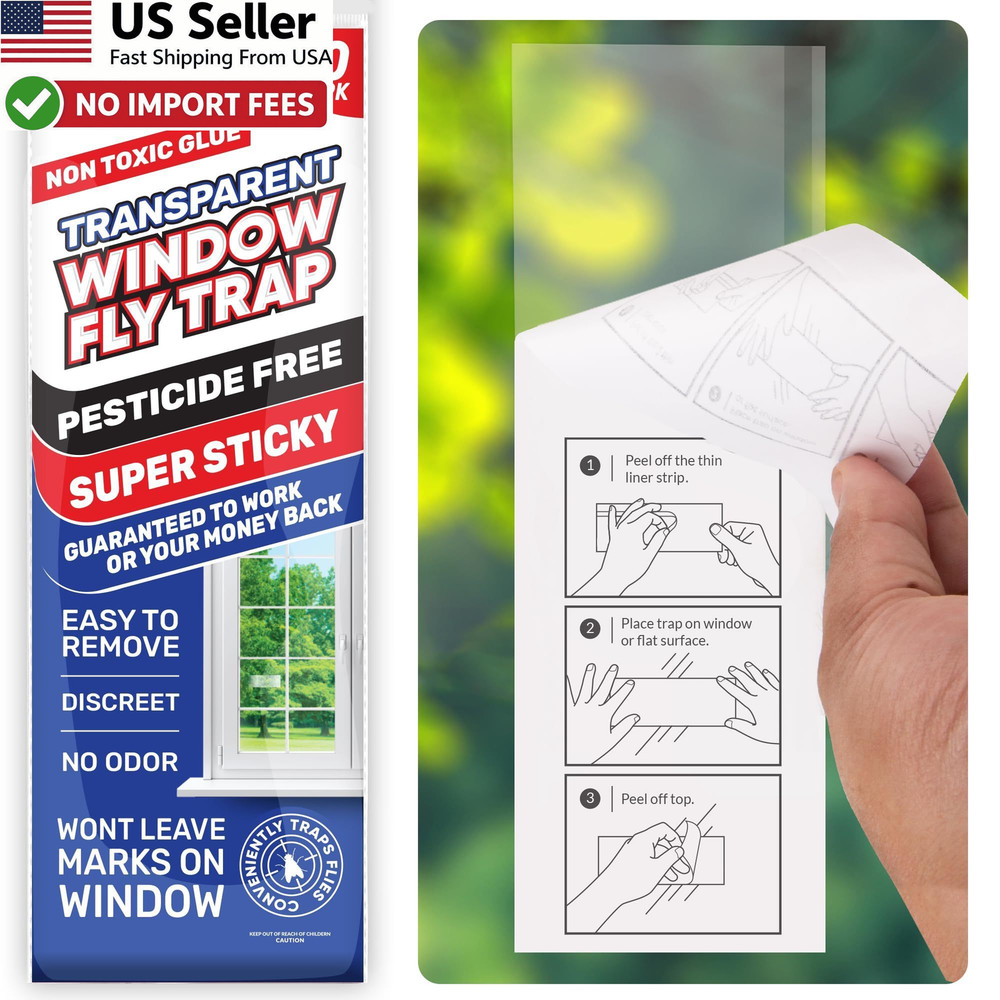 50 Window Fly Traps Sticky Non-Toxic Clear Fly Paper Indoor Housefly Gnat Killer