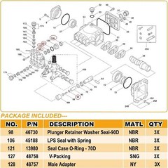 (15pcs) 34262 Seal Kit for CAT Pumps 66DX 6DX Pressure Washer 66DX30G1I 6DX40G1I