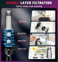 Evekas Handheld Vacuum Cordless 9000Pa Strong Suction 2 Suction Modes Type-C