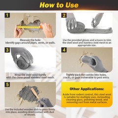 Steel Wool Mice Control – 3 Pack 2.75 in x 11.5 Ft Steel Wool & 1 Pack 5 in x…