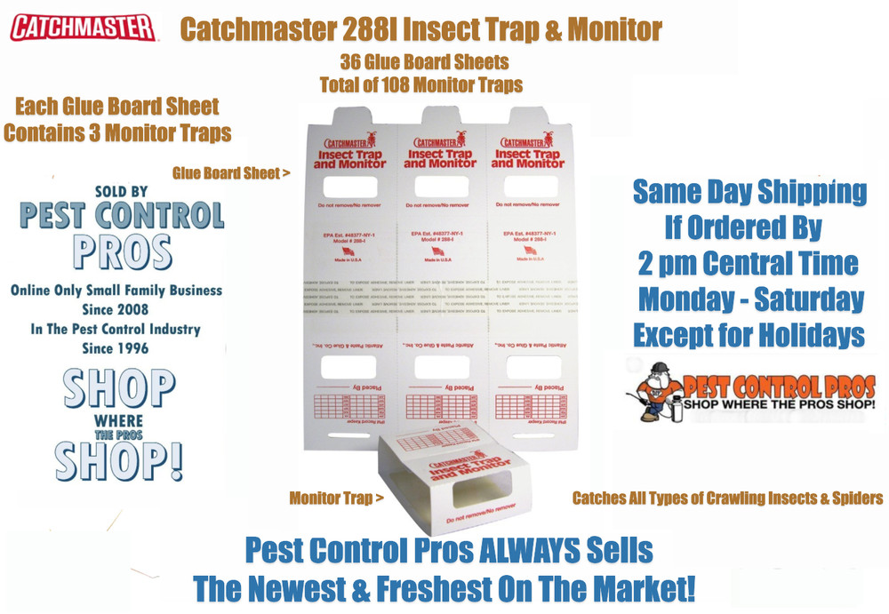 36 Catchmaster 288i Spider & Insect Trap and Monitors Glue Boards (108 Monitors)