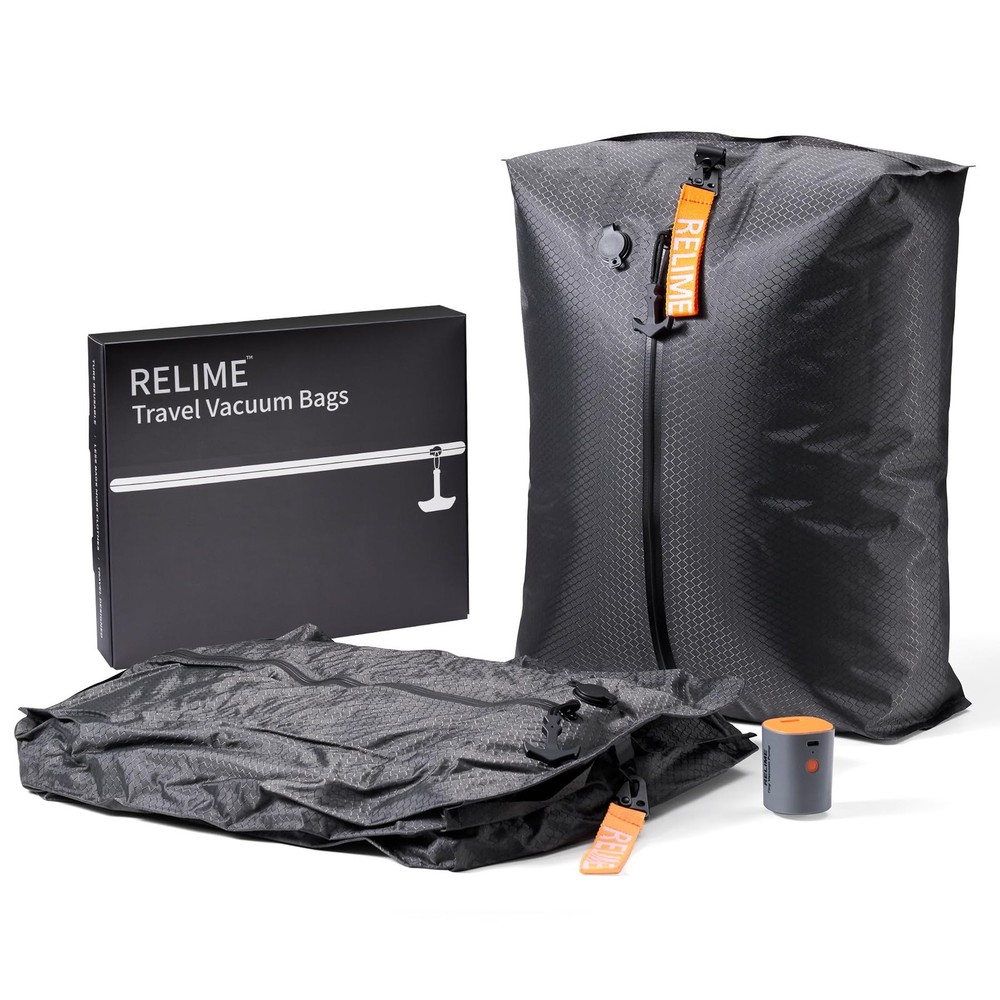 Relime Classic Series Vacuum Bags for Travel For Carry On luggage, 2PC Gray