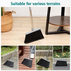 PBHEPJ Broom, 4 Pack Outdoor Broom for Floor Cleaning, 58″ Long 4 pack, Gray
